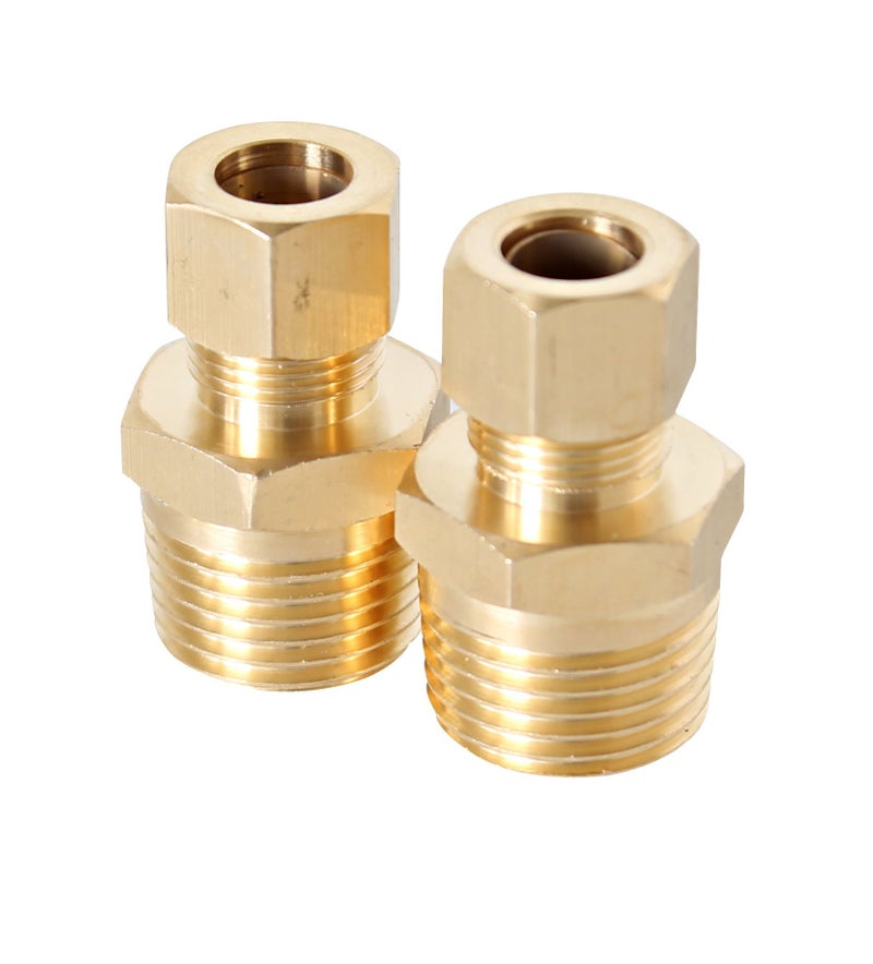 Miiflex Brass Reducing Coupling 3/8" COMP x 1/2" MIP Male Leak Proof Easy Connect Union (2 Pack) - Image 1